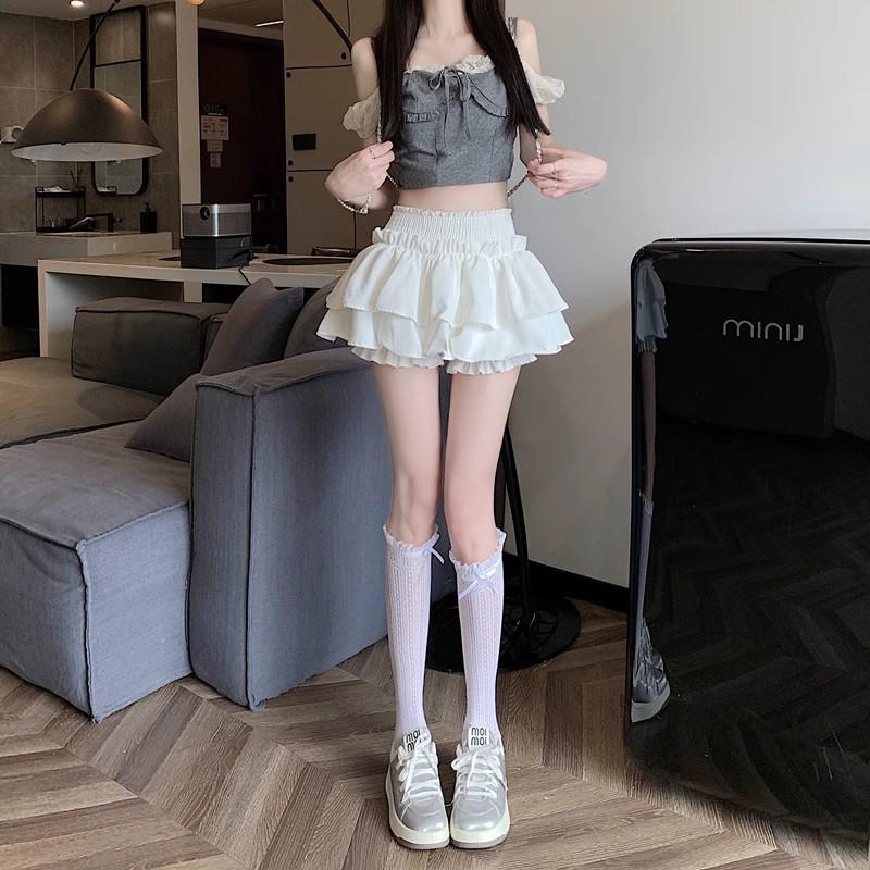 Herbstlicher High-Waist Petite Ballett Puffrock mit schlankmachender Chubby Hose - Süßer Stil Übergröße Damen Neuankömmling.