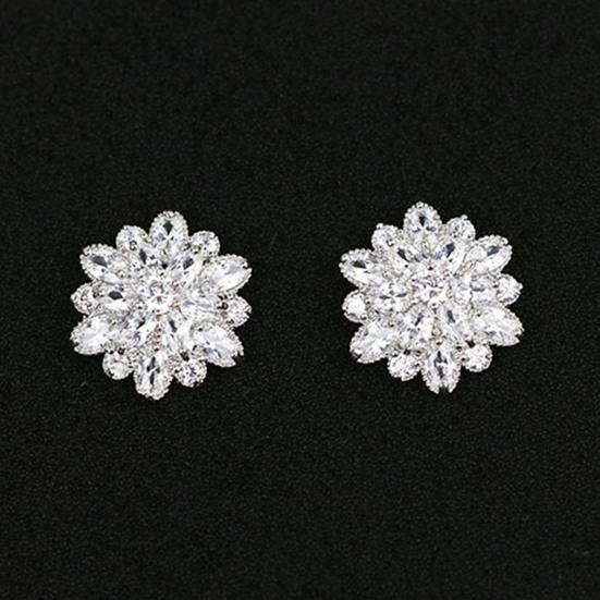 1 Pair Stud Earrings, Cubic Zircon Inlay Women Earrings, Alloy Polished Surface Ear Studs, Versatile Style Jewelry Accessories