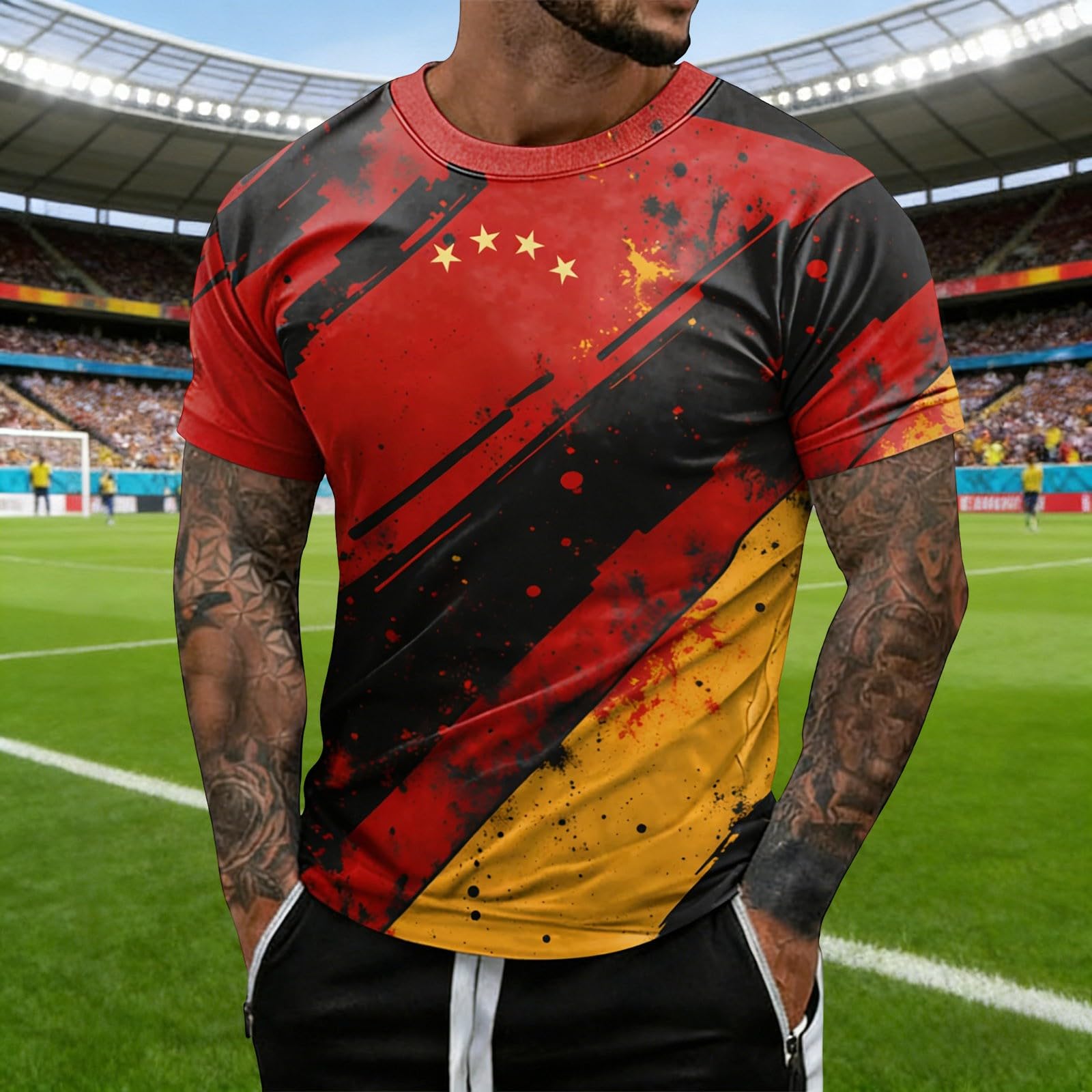 

Men’s Short Sleeve Crew Neck Soccer Print T Shirt 2026 Graphic Casual Athletic Top Lightweight Comfortable Fit S