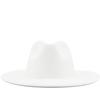 Simple Outer White Inner Black Wool Felt Jazz Fedora Hats with Thin Belt Buckle Men Women Wide Brim Panama Trilby Cap 56-58-60CM