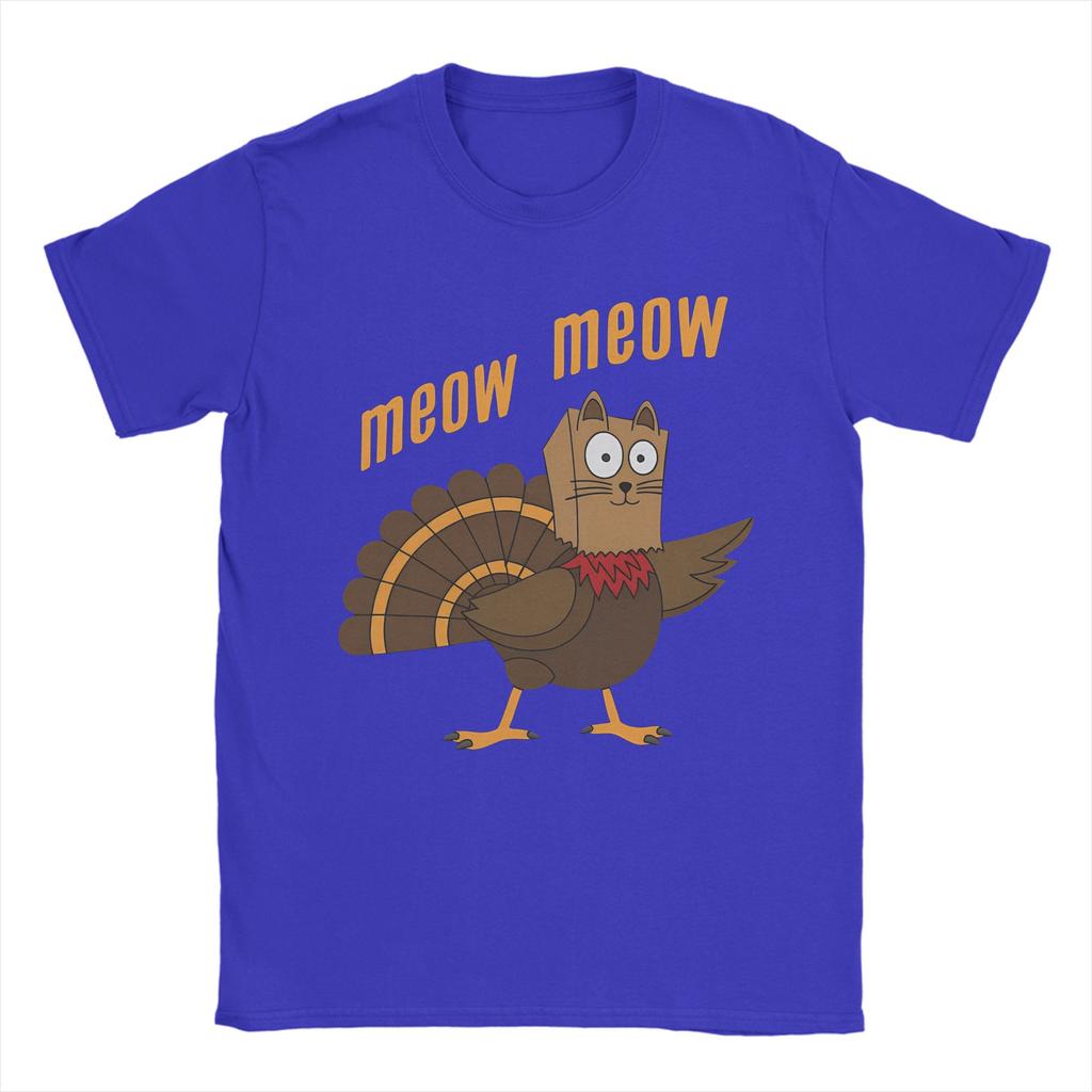 Men's T-Shirt Thanksgiving Day Turkey Meow Fashion Cotton Tee Shirt Short Sleeve  T Shirts Round Neck Clothing Gift Idea