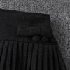 High-Waisted Woolen Skirt-Pants for Girls - Black/Gray A-Line Pleated, Autumn/Winter Thickened Collection