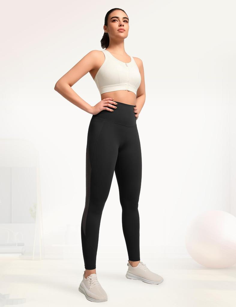 Spodnie do jogi Yvette z krótkimi sportowymi czarnymi damskimi kieszeniami z wysokim stanem, Krycie, Kompresja, Długość, Koronka, Joga, Bieganie, Siłownia, Rajstopy, Legginsy,