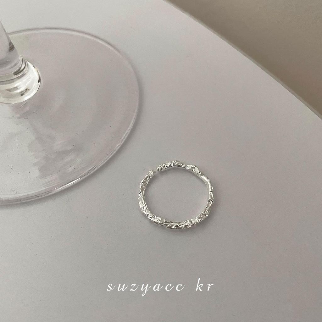 S925 Sterling Silver Tin Foil Branch Ring - Women's Niche Design, Simple Ins Cold Style, Stacking Plain Band