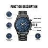 BENYAR Men's Watch Analog Quartz Movement Chronograph Watch Casual Sports Design Stainless Steel Strap 30M Waterproof Elegant Gift for Men Black Blue