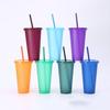 710ml Flash Powder Water Bottles For Girl With Straw Reusable Hard Plastic Tumbler With lid Coffee Cup Drinkware Christmas Gift