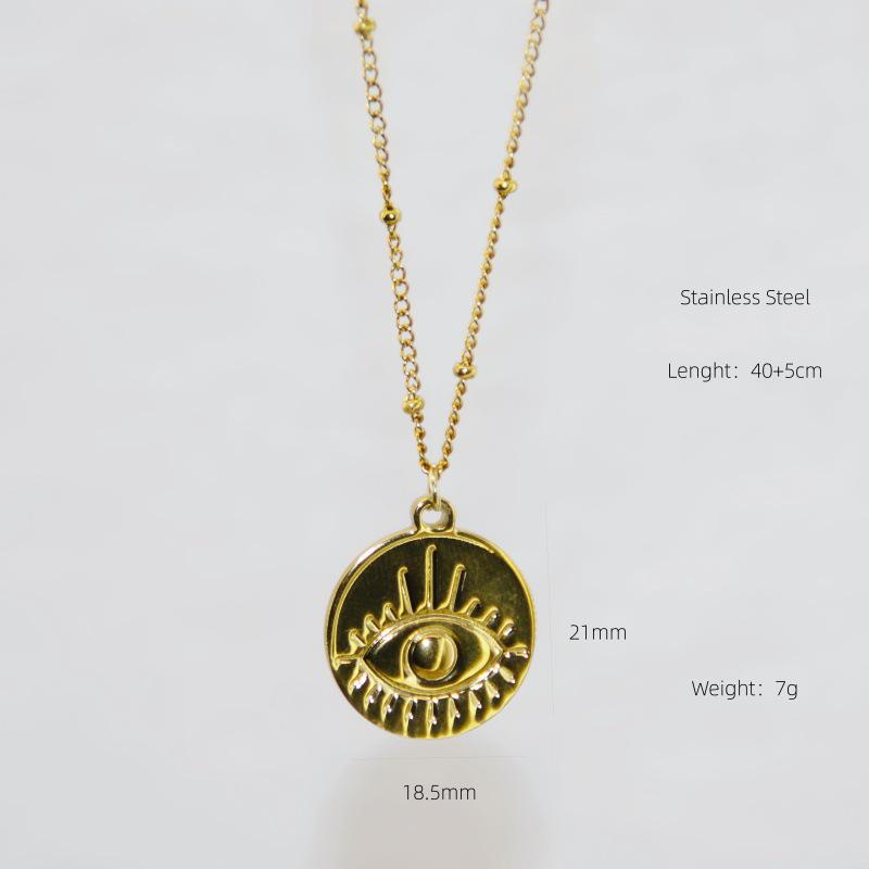 Women's Radiant Eye Pendant Cross Chain Necklace - Versatile Street Style Jewelry in Stainless Steel