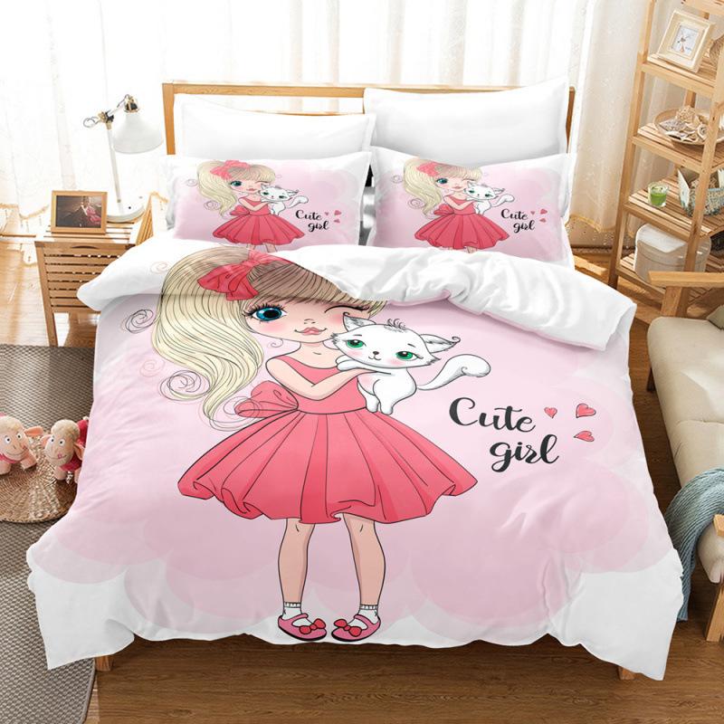 3D Digital Printing Three-Piece Kit Girls Room Bedding