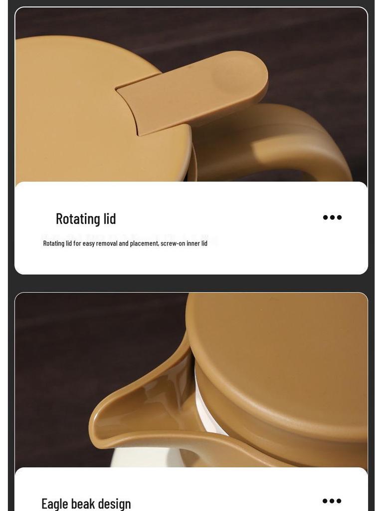 Large Capacity Moka Pot - 316 Stainless Steel, Double-Layer Insulation, Tea/Water Separation, Old White with Handle