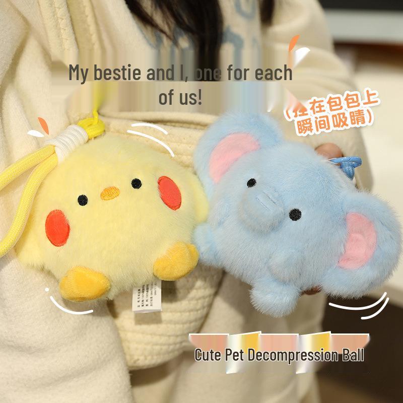 Internet Celebrity Cute Pet Plush Squeezy Ball Keychain & Bag Charm
