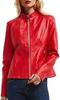 New Red Leather Jacket Women's 100% Original Lambskin Soft Fit Front Zip Casual