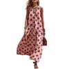 Plus Size Sleeveless Casual Maxi Dress Polka Dot Print Loose Fit Lightweight Summer Beach Dress with V Neckline and Ruffle Hem