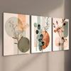 3pcs/set Geometric Plant Art Oil Painting Canvas with Wood Frame Draw Wall Decor Home Room Decorations
