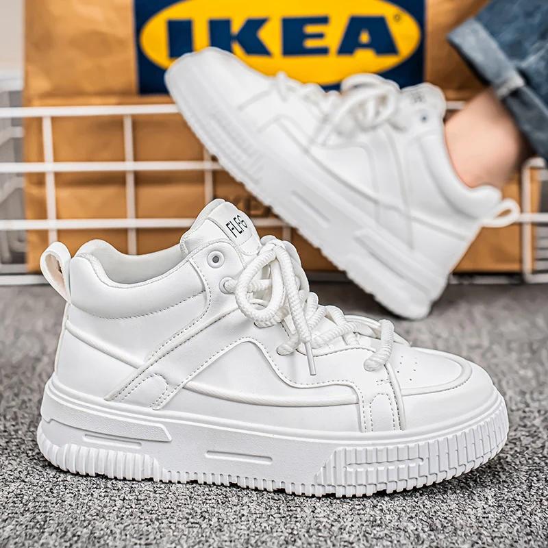 

Men s Sneakers Skateboard Shoes for Men Platform Sports Shoes Sports and Leisure Soft and Comfortable Wear-resistant Loafers New 46 белый