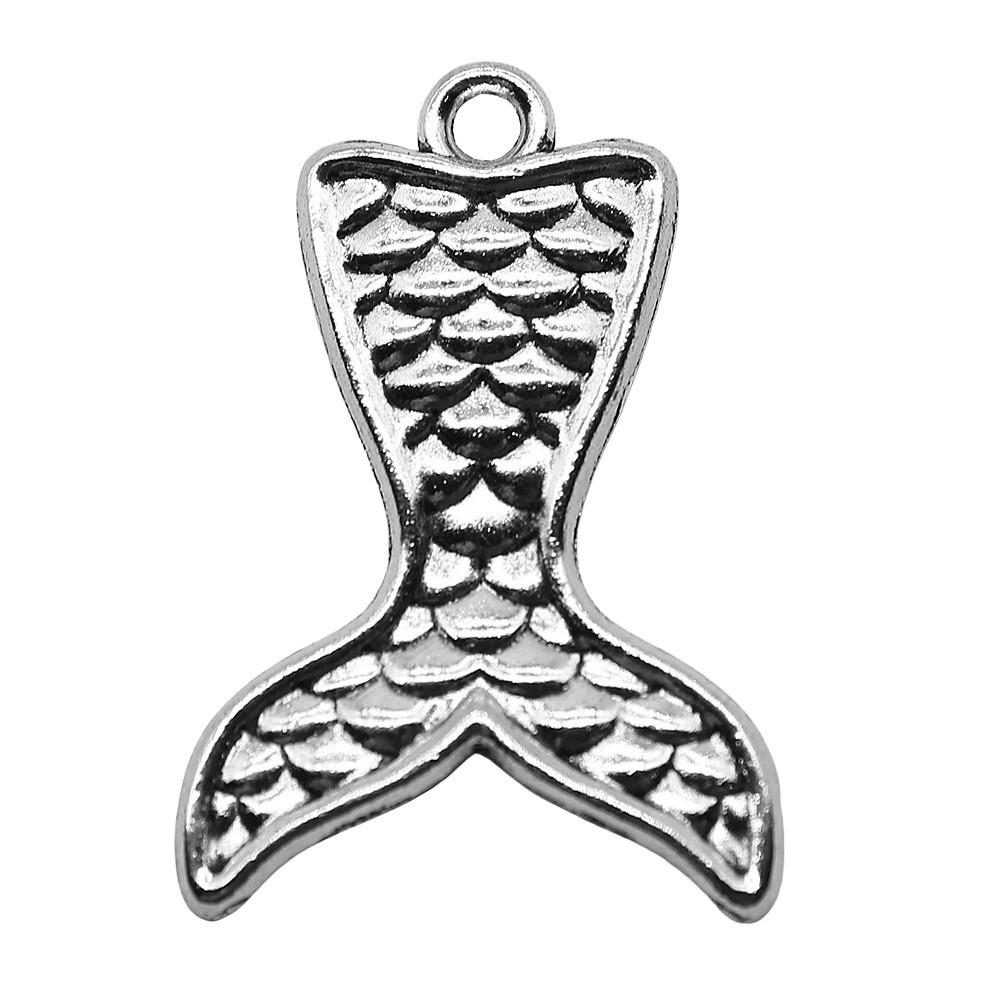 Mermaid Skeleton Charms Gothic Alloy Pendants For Halloween DIY Jewelry Accessories