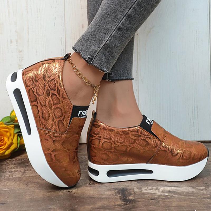 Mode Schlangenmuster PU Leder Sneaker Damen Herbst Winter Low Top Plateau Sportschuhe Frau Slipper Leichtgewichtige Freizeitschuhe Mujer