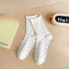 Female Spring and Summer Retro Curled Edge Polka Dots Literature Yuezi Tube Stack Socks