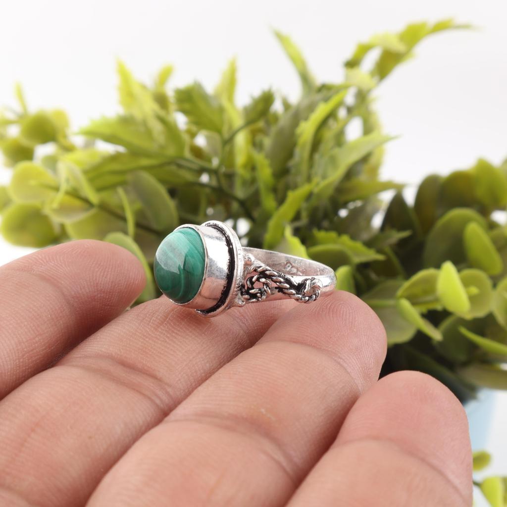 Malachite Ring, 925 Sterling Silver Ring Jewelry. Handmade Dainty Ring Gemstone Designer Jewelry Gift For Women