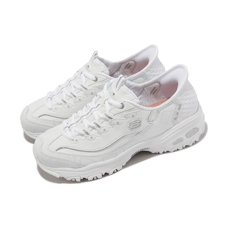 Skechers DLites 1.0 Tela Cómodas Versátiles Duraderas Ligeras de Caña Baja Casual Zapatillas para Mujer Blancas 150031-WSL