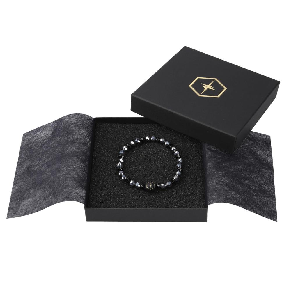 [ZAAP] Tech Armband BT6 Bracelet with Natural Terahertz Stone (Black Tourmaline 6mm/Small)