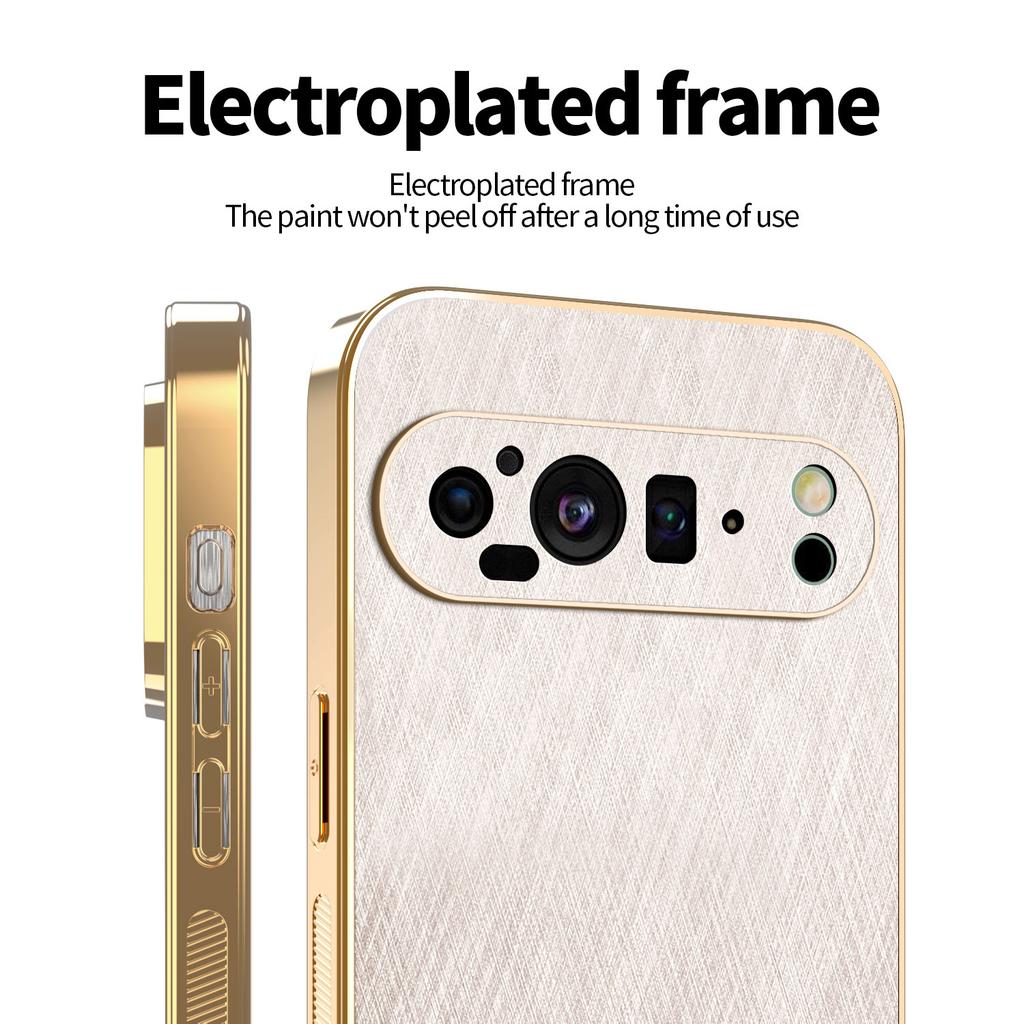 Plating Gold Silk Skin Case For Google Pixel 10 9 XL 8 7 6 Pro 8 7 6 A Leather Shockproof Cover for Pixel 9pro xl 8a 9A 8pro 7A