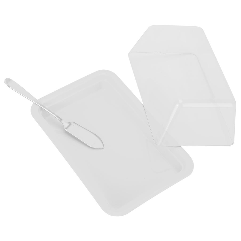 Rectangular Butter Cutting Box with Lid Portable Butter Storage Box for Home KitchenWhite