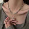 Korean Version of Simple Temperament Ins Cold Wind, Square Double Layer Stacking, Necklace Alternative Hip Hop Geometric New Jewelry