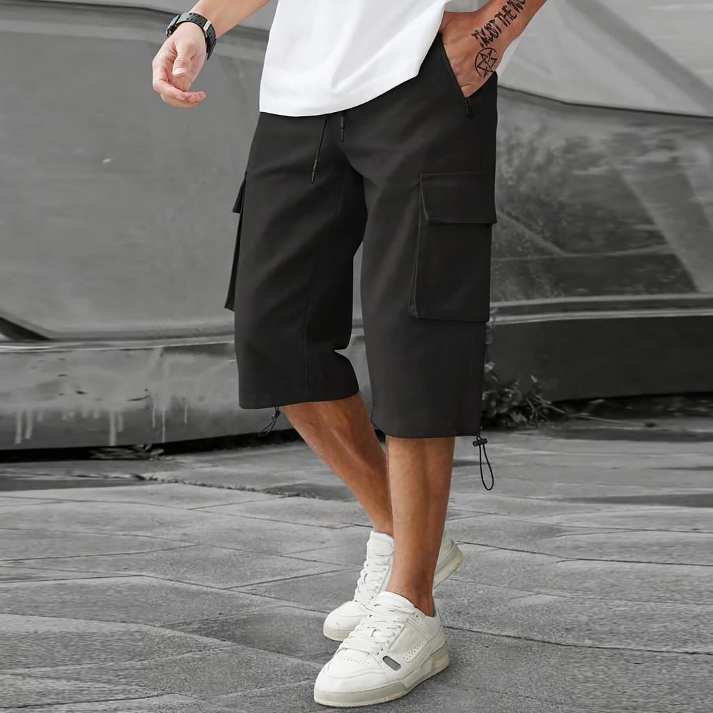 Men's Casual And Fashionable Lace-up Lightweight Sports Shorts - Men's Loose Multi-pocket Work Pants