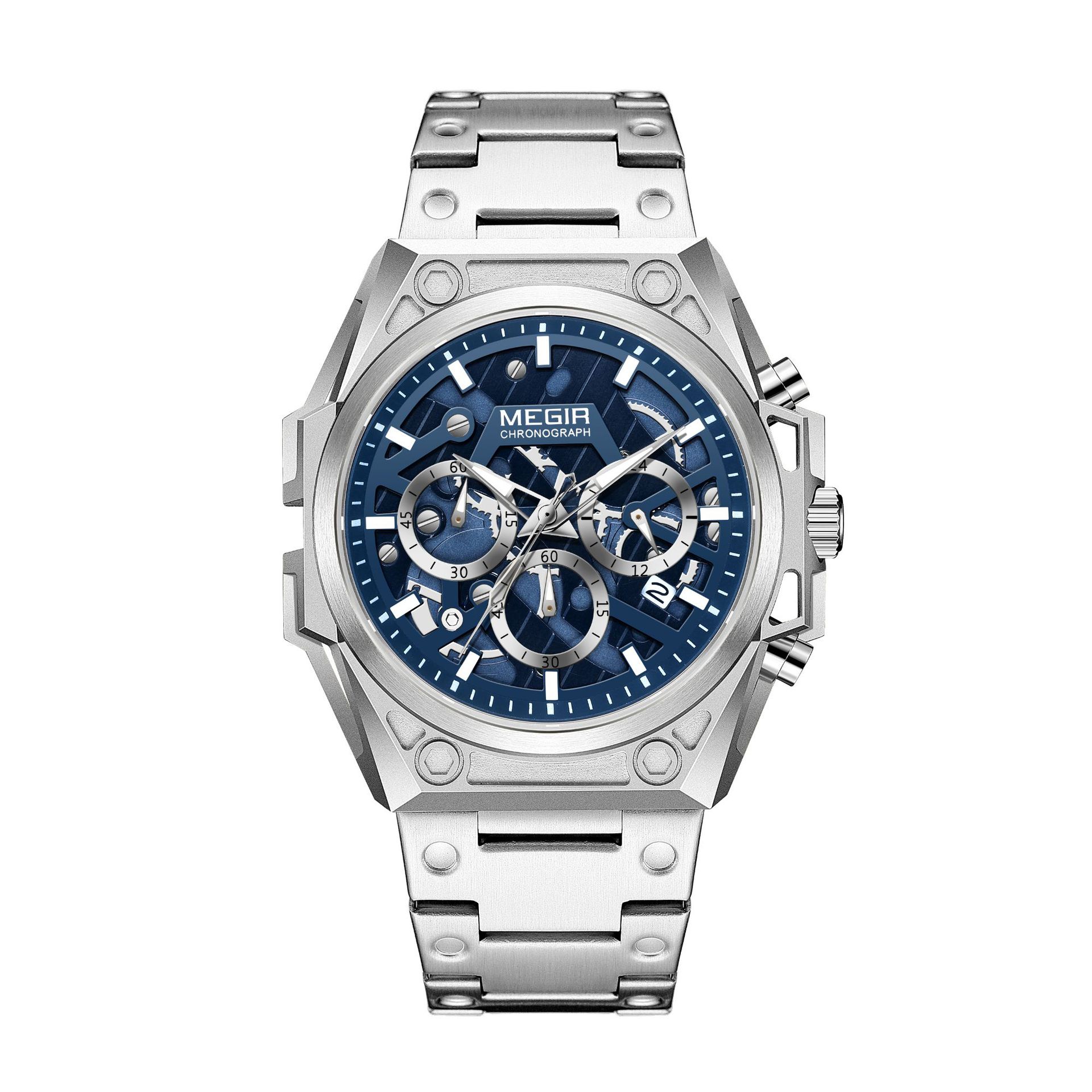 Watch, Men S, Stainless Steel Luminous Chronograph Hollow Sports Quartz Steel Belt Watch 4220