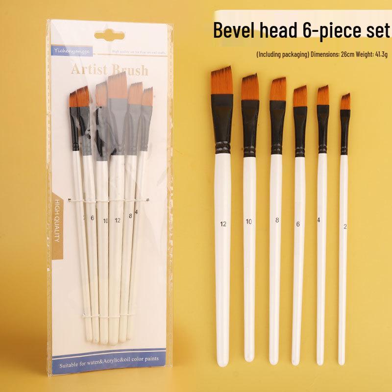 Children s 6-Piece Nylon Paintbrush Set for Watercolor, Gouache & Acrylic Painting
