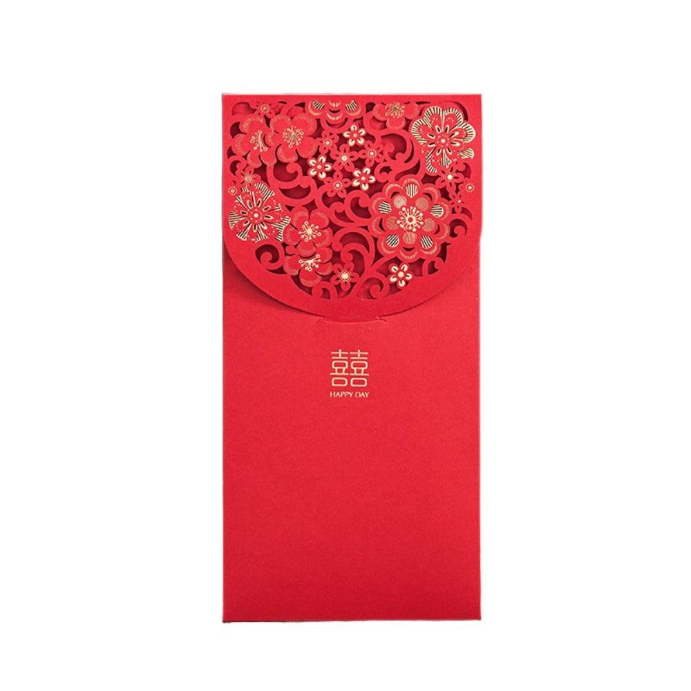 6pcs Laser Engraving Lucky Money Bag Hollow Red Packet Spring Festive Decoration HongBao  New Year