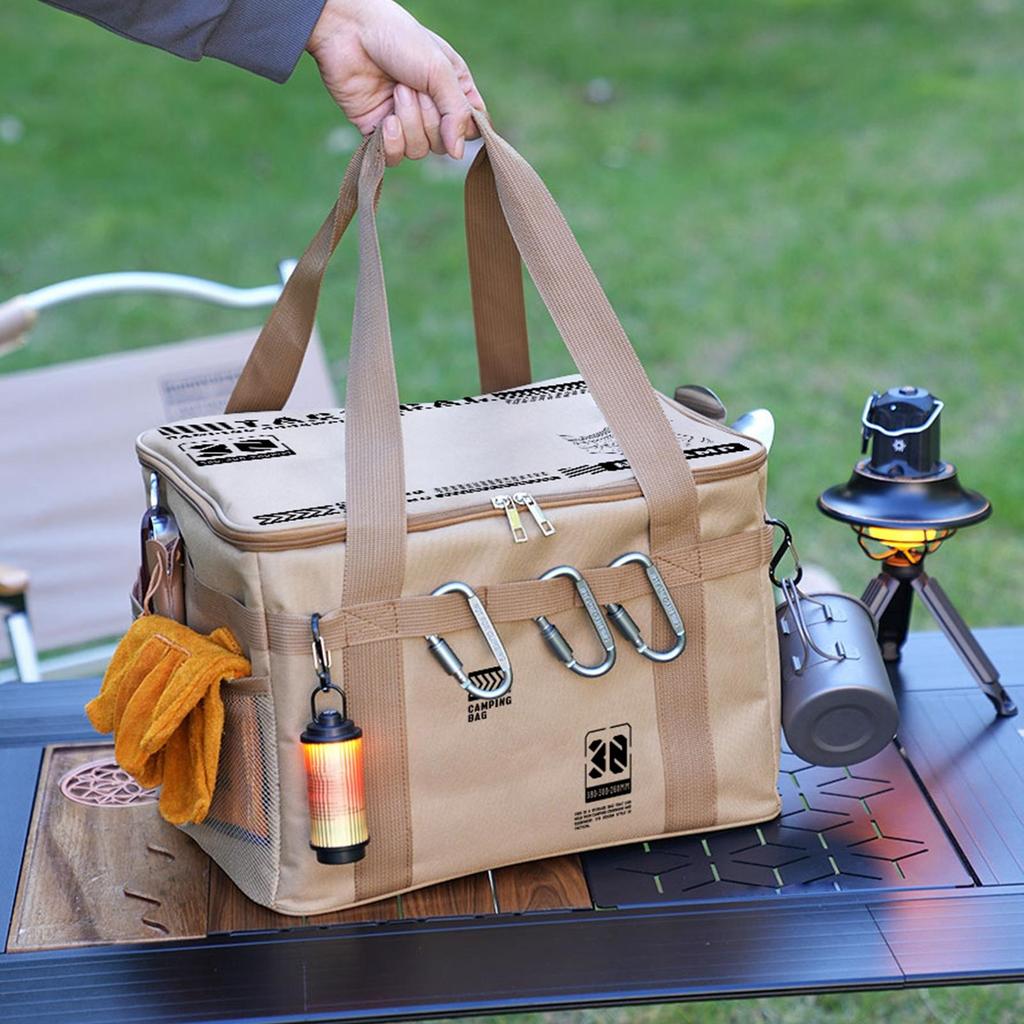 30L Outdoor folding storage box BBQ Camping Equipment Tableware kitchenware Organizer Waterproof Insulation Divider Picnic Bags