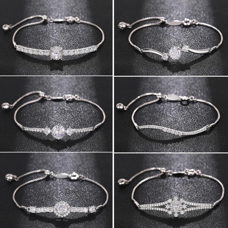 CAOSHI Delicate Adjustable Bracelet for Women Two Color Available Cubic Zirconia Daily Wearable Jewelry Shiny Party Accessories