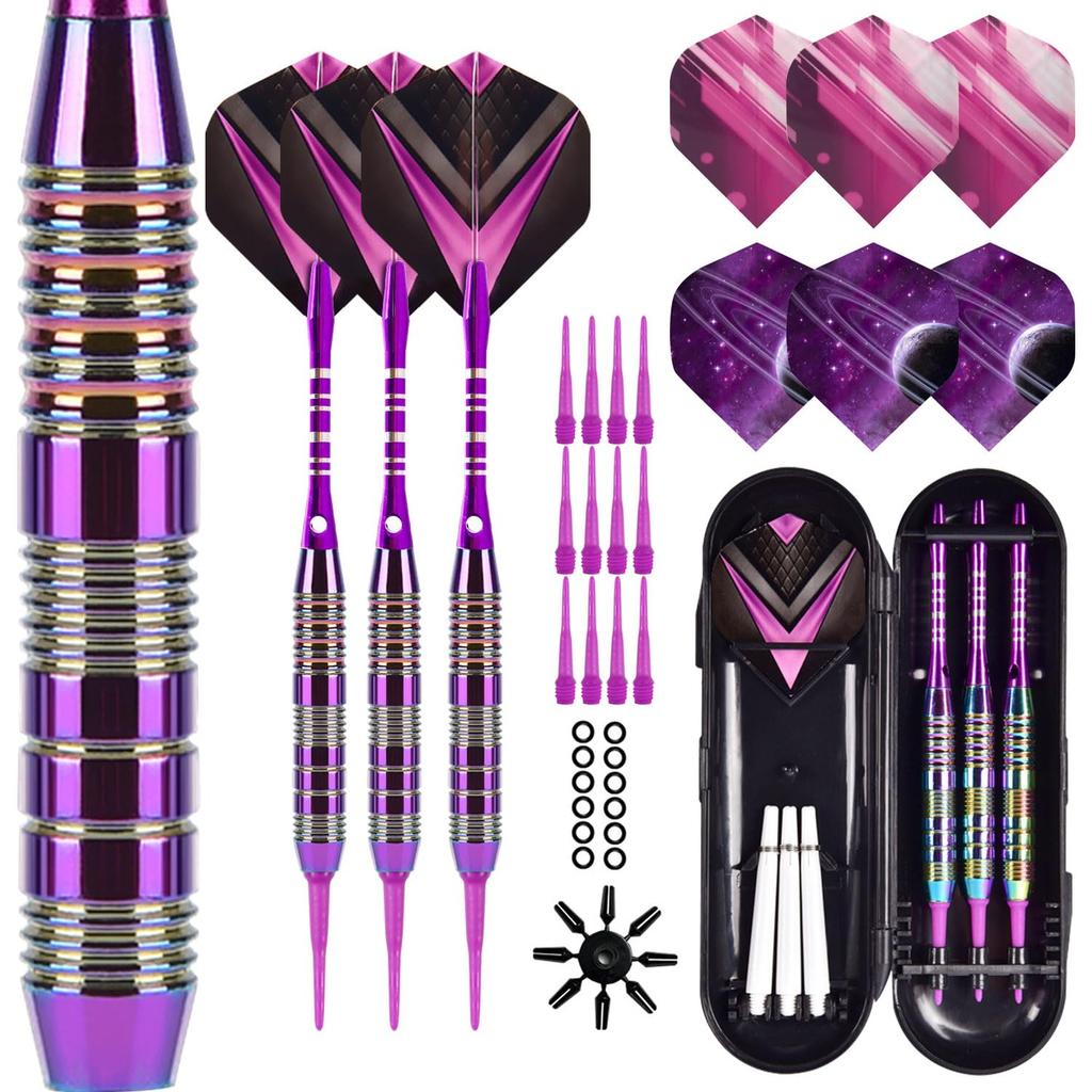 Soft Dart Set, 2BA, Copper Arrows with High Friction, Ideal for Beginners (Purple)