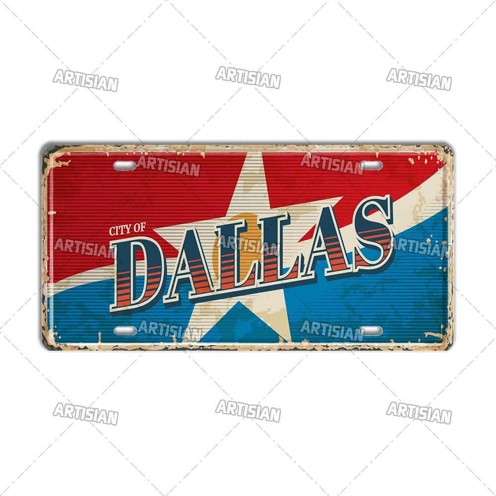 USA License Plate Landmark Metal Wall Sculpture|US City/State Design,Tin Plaque,Halloween&Christmas Gift,Garage/Bar/Cafe Decor