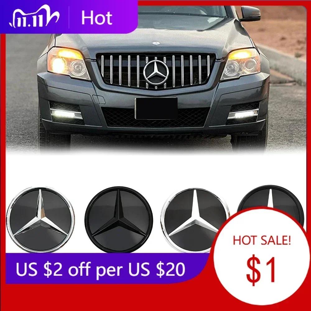 Bilklistremerke For Mercedes Benz Krom Sølv Og Glanset Svart Frontgrill Speil Emblem 3D Stil Stjerne Emblemer Passer For Mercedes Ben
