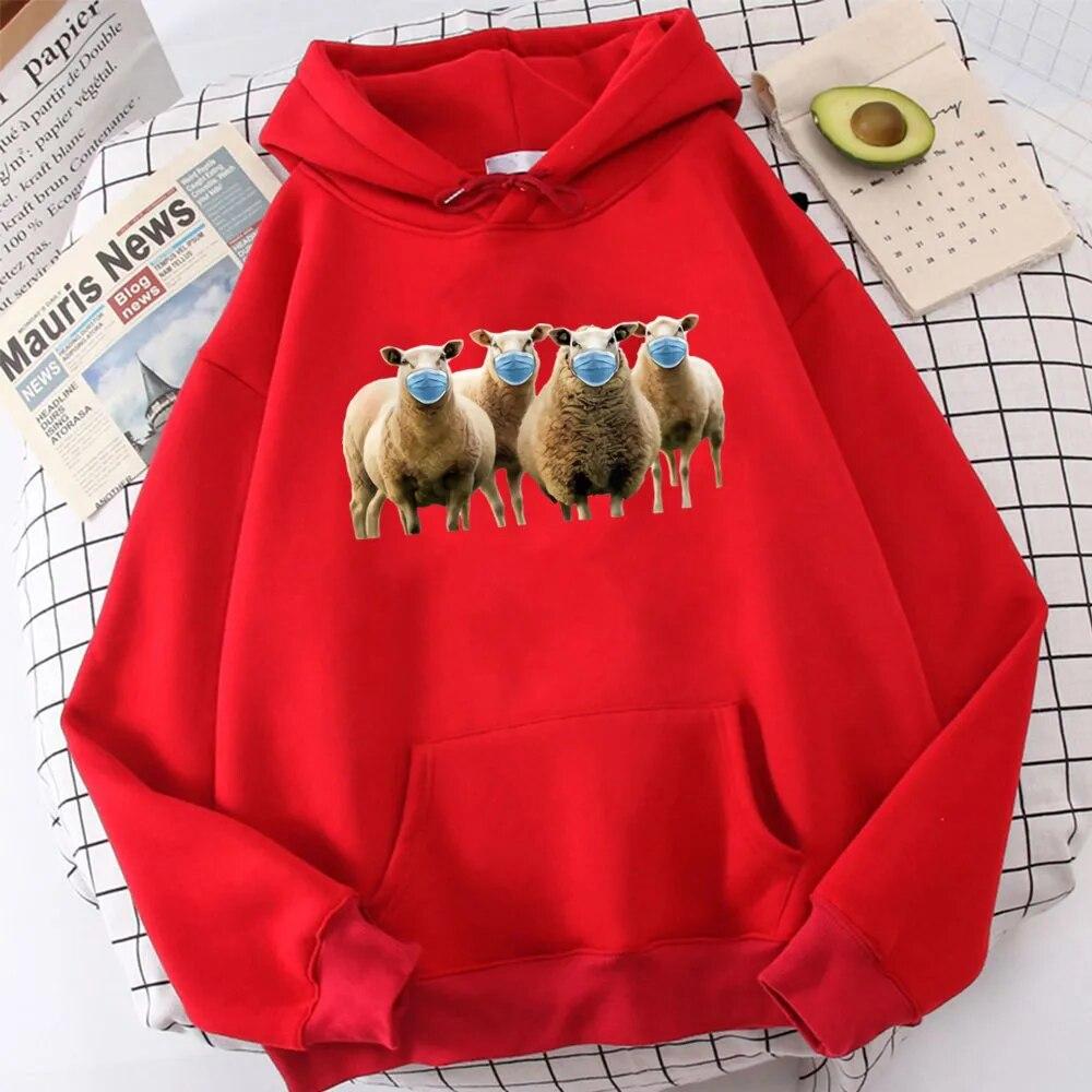 Mască estetică Hanorace de oaie Hanorace pentru femei amuzante Topuri Îmbrăcăminte de iarnă Hanorac grafic Hanorace supradimensionate Wounisex Haine din bumbac