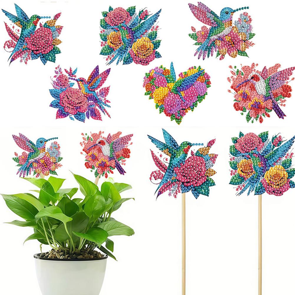 6Pcs Bee Stakes Diamond Painting Kits Animal Diamond Art Garden Decor Kits DIY Crafts Diamond Art Craft Kits for Adults