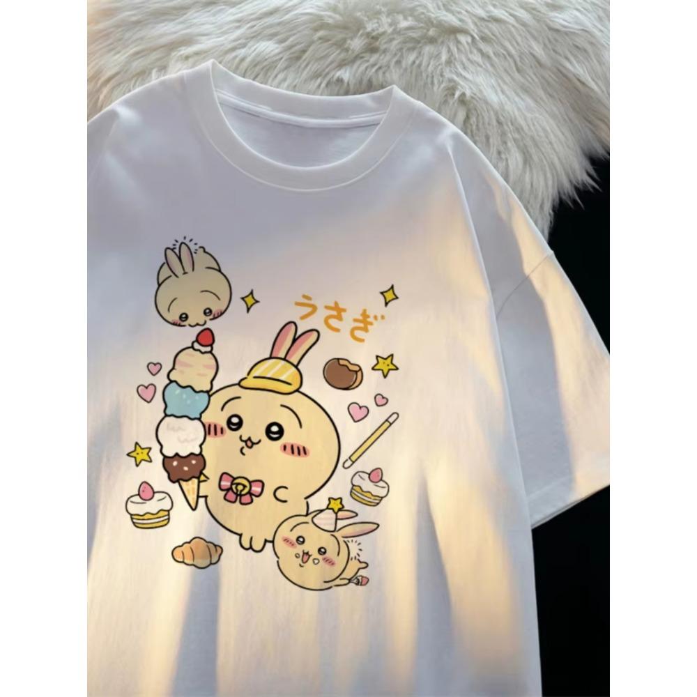 Chikawa Usagi Japan Cute Cartoon Womens and Unisexs TShirt ShortSleeve Tshirt Summer ONeck Oversize Clothes Breathable