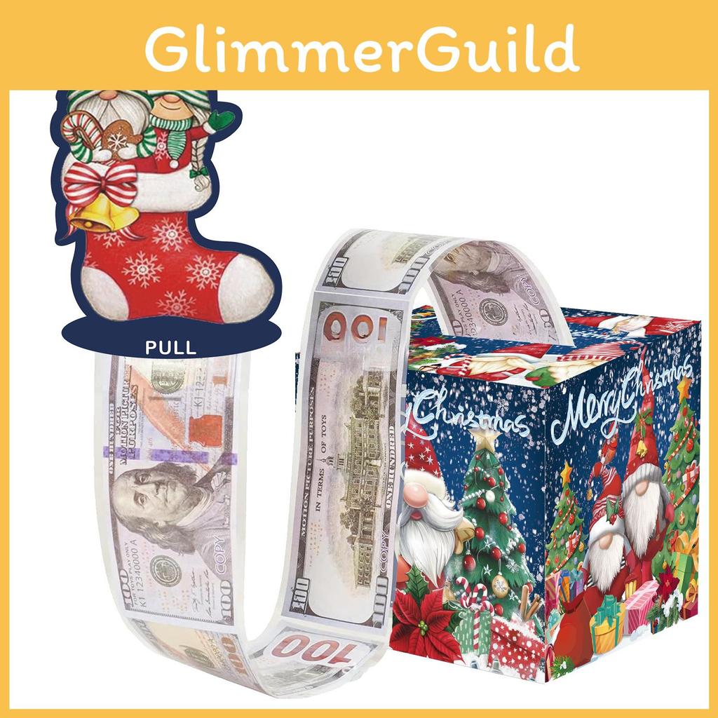 Blue Money Box With Holiday Decor For Christmas Gift Giving