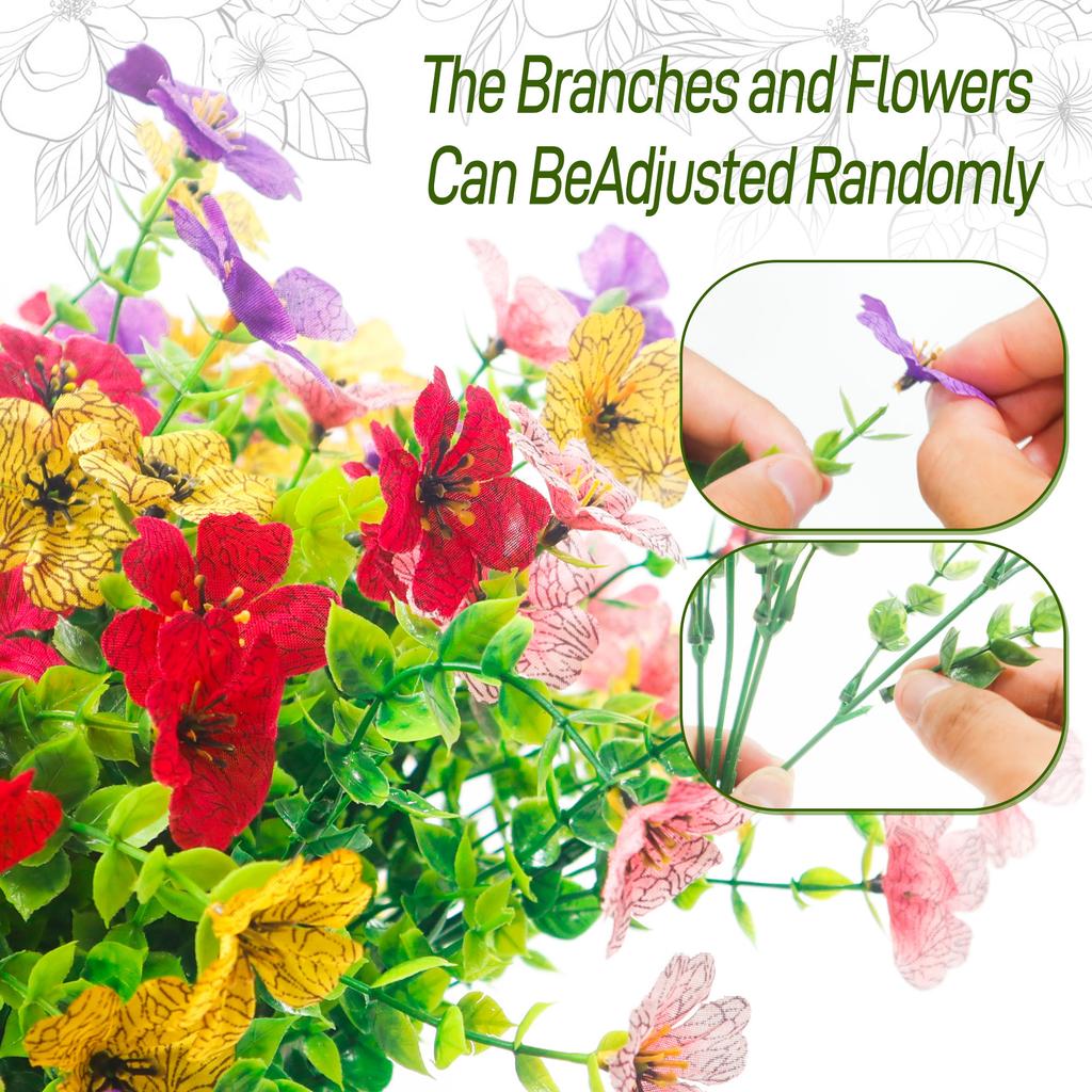 24 Bundles Artificial Flowers - Colorful Mix Daisy For Outdoor Decoration, Porch, Patio, Home, Window Box, Yard, Garden Planter