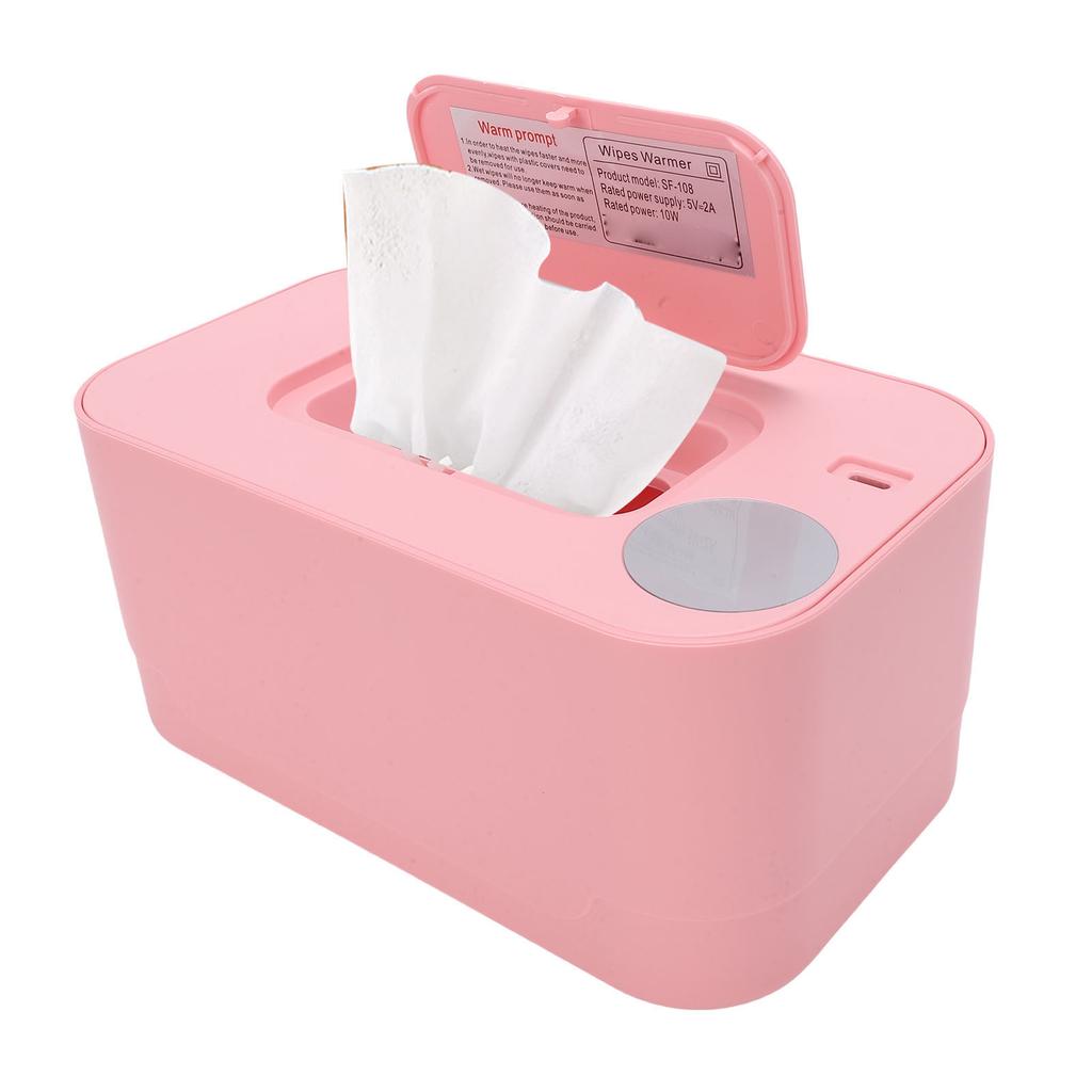 Baby Wipe Warmer Large Capacity Baby Wipe Warmer Holder Dispenser USB Rechargeable for Travel Pink