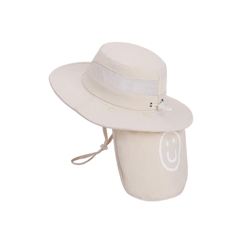 Summer Children's Hat Outdoor Outing Visor Solid Color Breathable Sunscreen Hat Large Brim Shawl Neck Bucket Hat