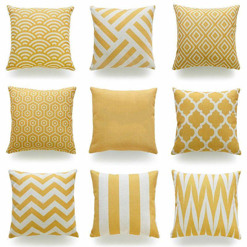 Luxurious Mustard Yellow Geometric Pillow Case For Fall And Autumn Decor