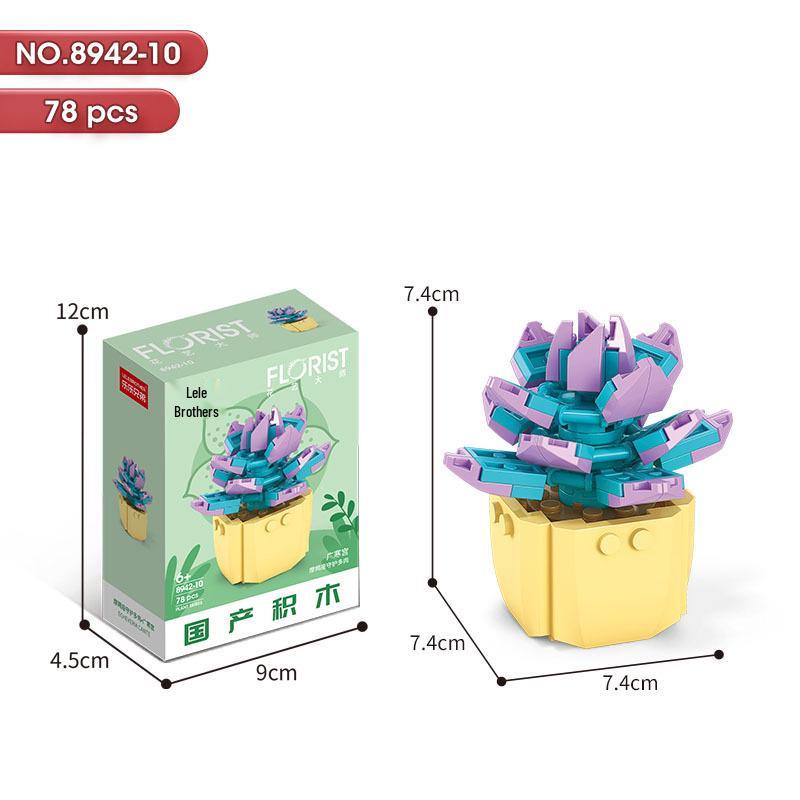 Succulent Bonsai Building Block Flowers - Compatible with Lego, Small Particle Assembly Toys for Girls