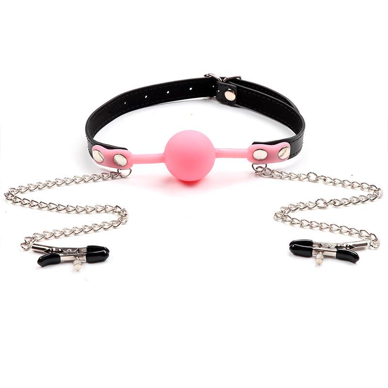 Silicone Ball Gag Mouth Plug Bondage Slave With Metal Nipple Clamps,Fetish Oral Sex Products Toys For Women Adult Games