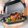 Cast Iron Roasting Pan, Goose Pot, Meat Roasting Dish 2 in 1