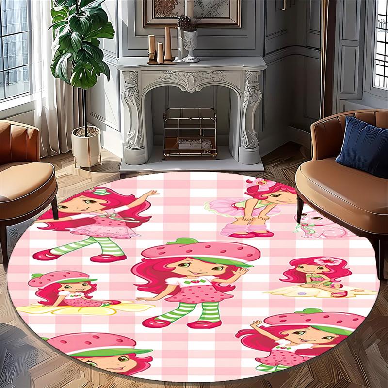 1pc Princess Strawberry10 Carpet, Round Rug, Comfortable, Suitable for Entryways, Living Rooms, Office, And Bedrooms, Christmas Decoration