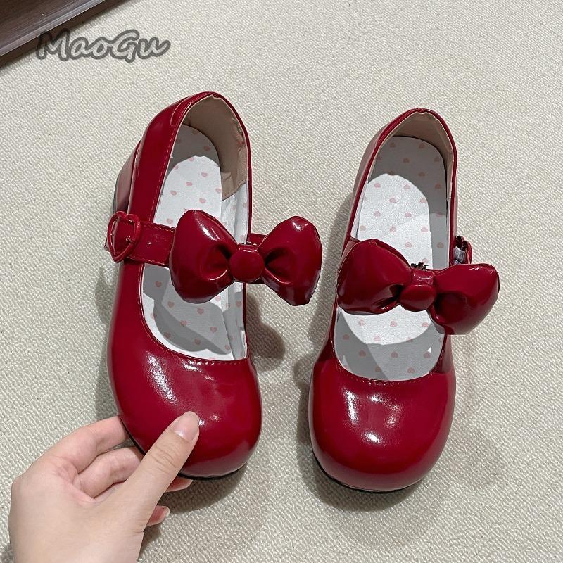 Fashion Butterfly-knot Women Mary Jane Shoes Elegant Round Toe Thick Heel Shoes Ladies Fashion Lolita Pumps Size 35-39 Zapatos De Mujer