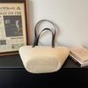 Borsa Tote in Paglia Intrecciata con Manici in Pelle Nera Grande Capacità Borsa da Spiaggia Estiva Borsa a Mano Casual da Donna per Uso Quotidiano